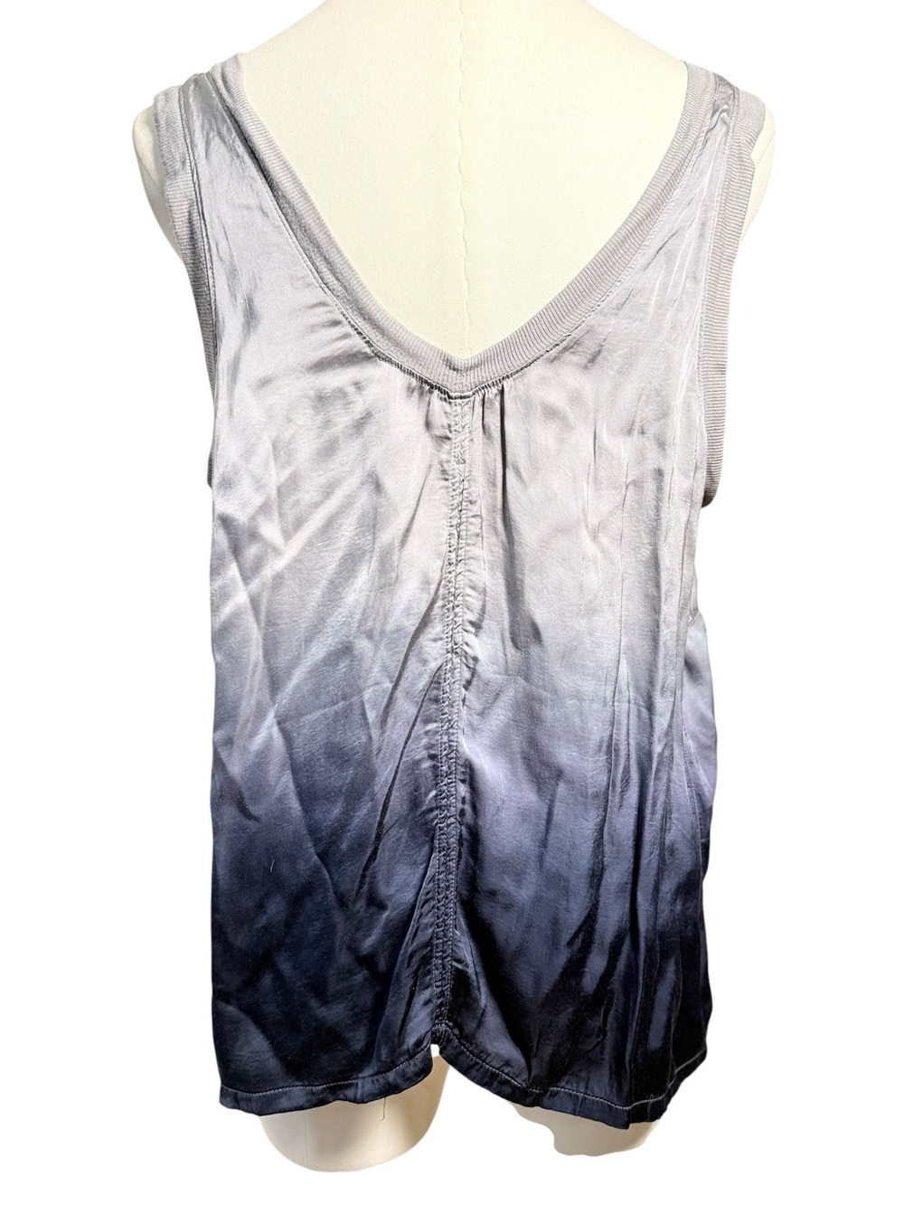 Raquel Allegra Ombre Rayon Sleeveless Tank Top Gray Black Relaxed Medium - Picture 4 of 7